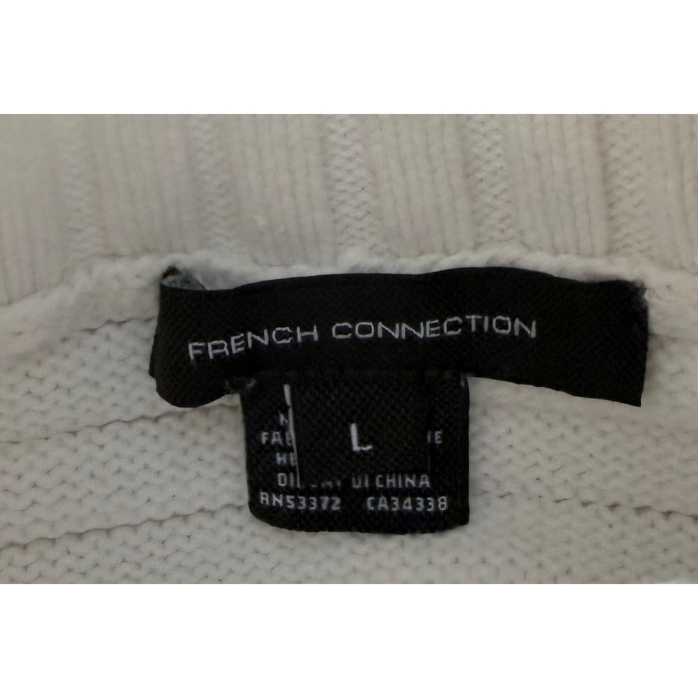 French Connection White‎ Large Mock Neck Ribbed Oversized Cotton Sweater - Picture 6 of 7